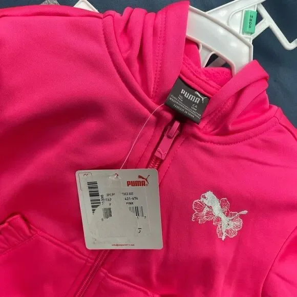 Puma Vibrant Pink Jacket with Light Gray Leggings - Picture 4 of 4